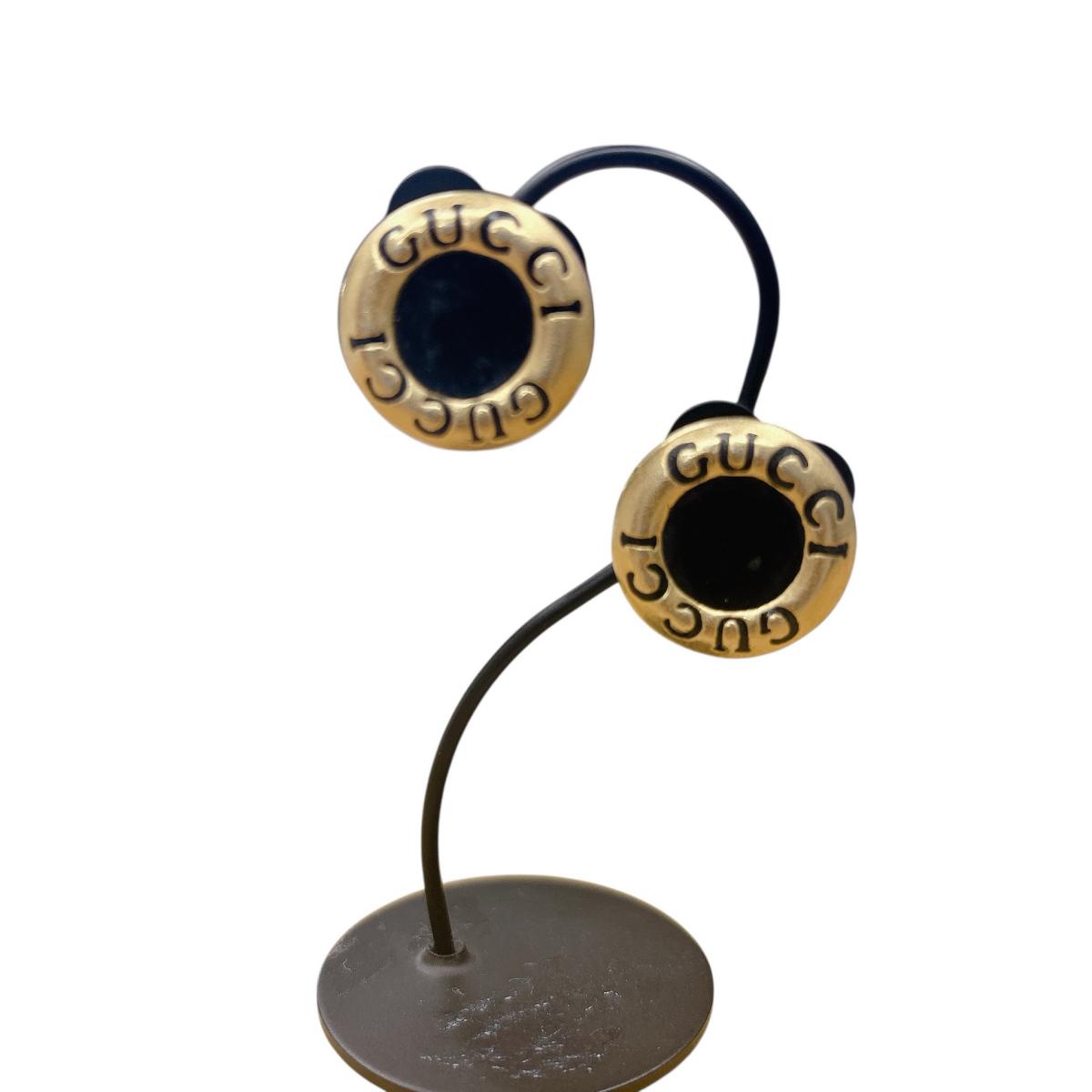 グッチ GUCCI イヤリング
 アクセサリー ロゴ入り 大ぶり GP ゴールド 【SS】
 【中古】