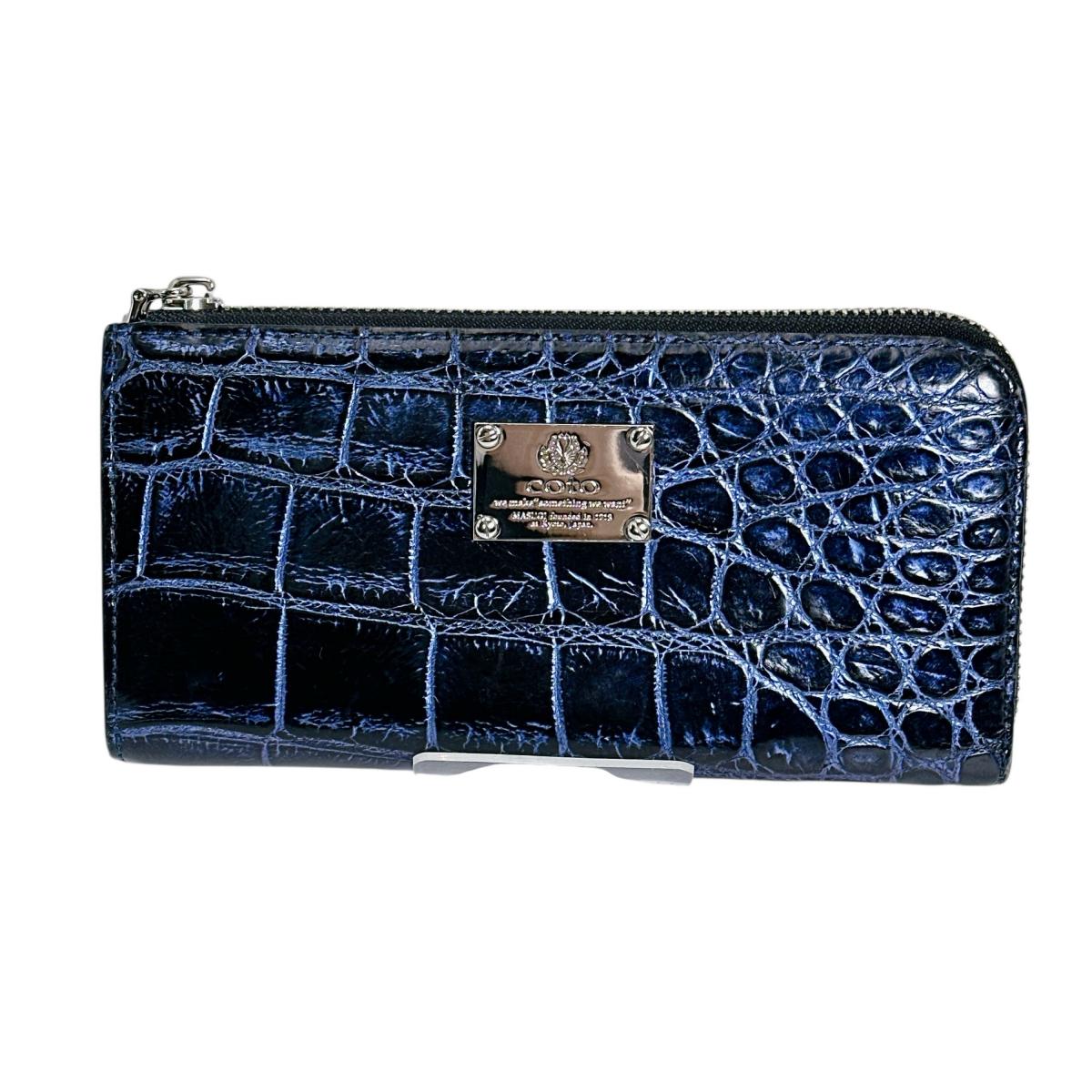 クロコダイル CROCODILE 長財布
 長財布 ラウンドファスナー コト クロコダイル ブラック 【H】
 【中古】