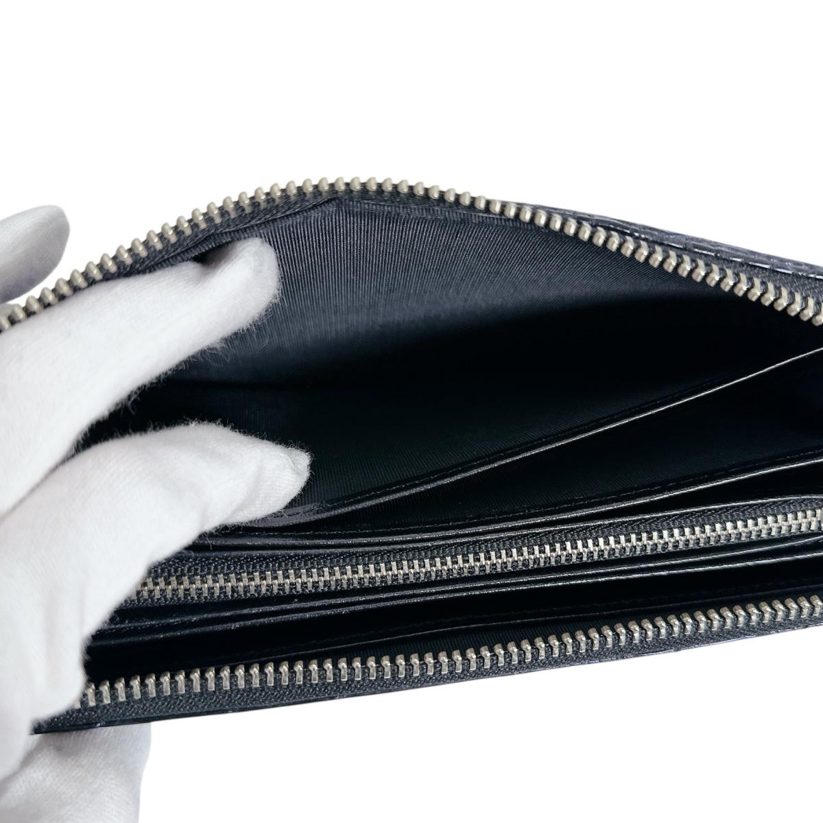 クロコダイル CROCODILE 長財布
 長財布 ラウンドファスナー コト クロコダイル ブラック 【H】
 【中古】