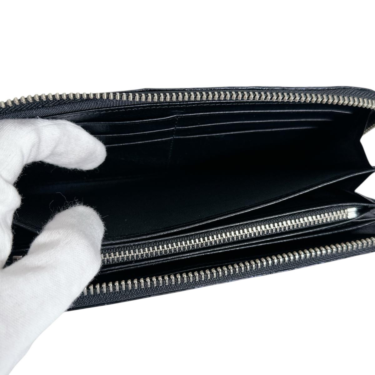 クロコダイル CROCODILE 長財布
 長財布 ラウンドファスナー コト クロコダイル ブラック 【H】
 【中古】