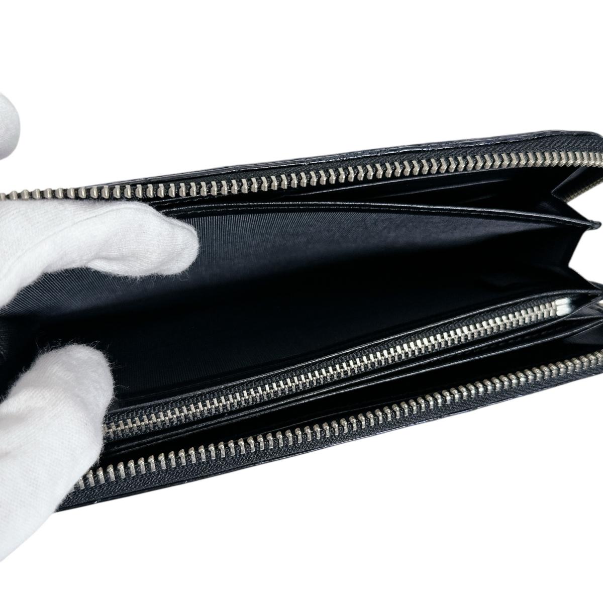 クロコダイル CROCODILE 長財布
 長財布 ラウンドファスナー コト クロコダイル ブラック 【H】
 【中古】