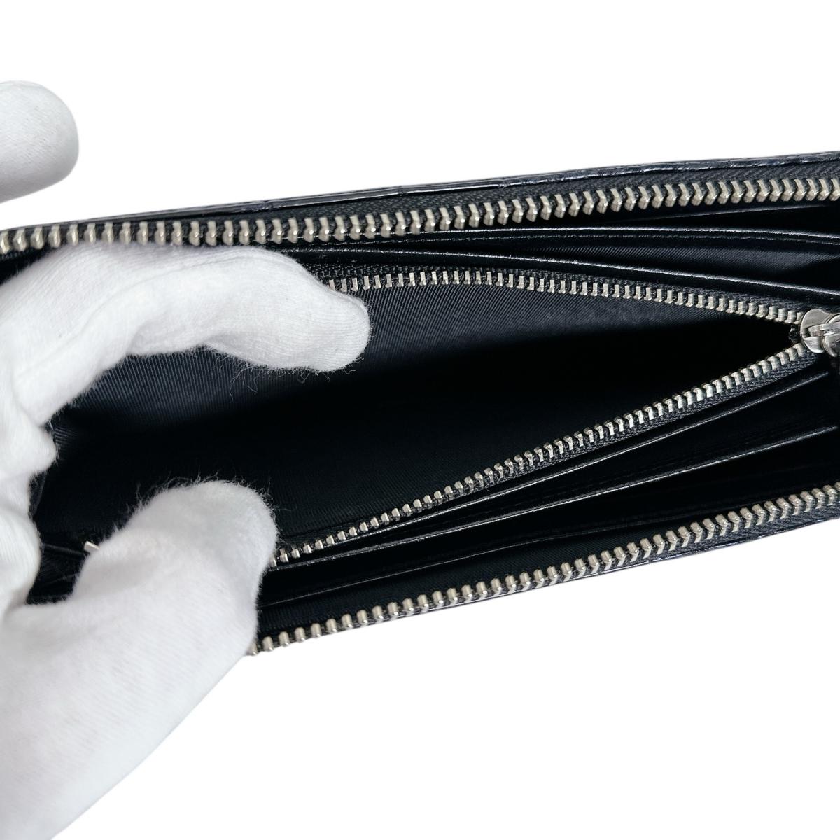 クロコダイル CROCODILE 長財布
 長財布 ラウンドファスナー コト クロコダイル ブラック 【H】
 【中古】