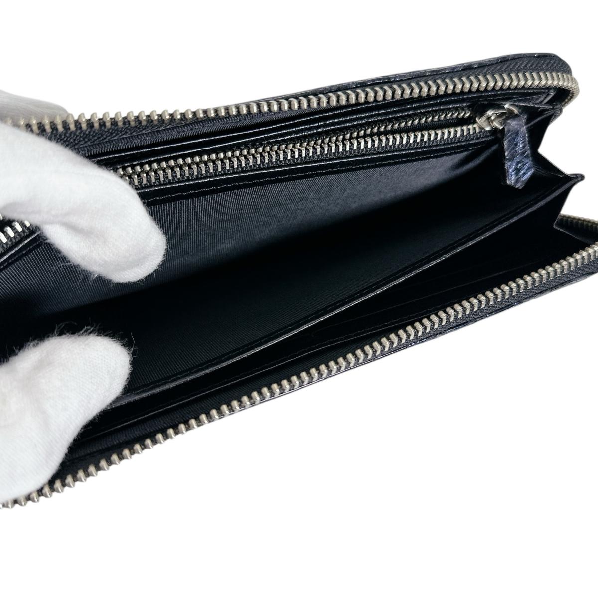 クロコダイル CROCODILE 長財布
 長財布 ラウンドファスナー コト クロコダイル ブラック 【H】
 【中古】