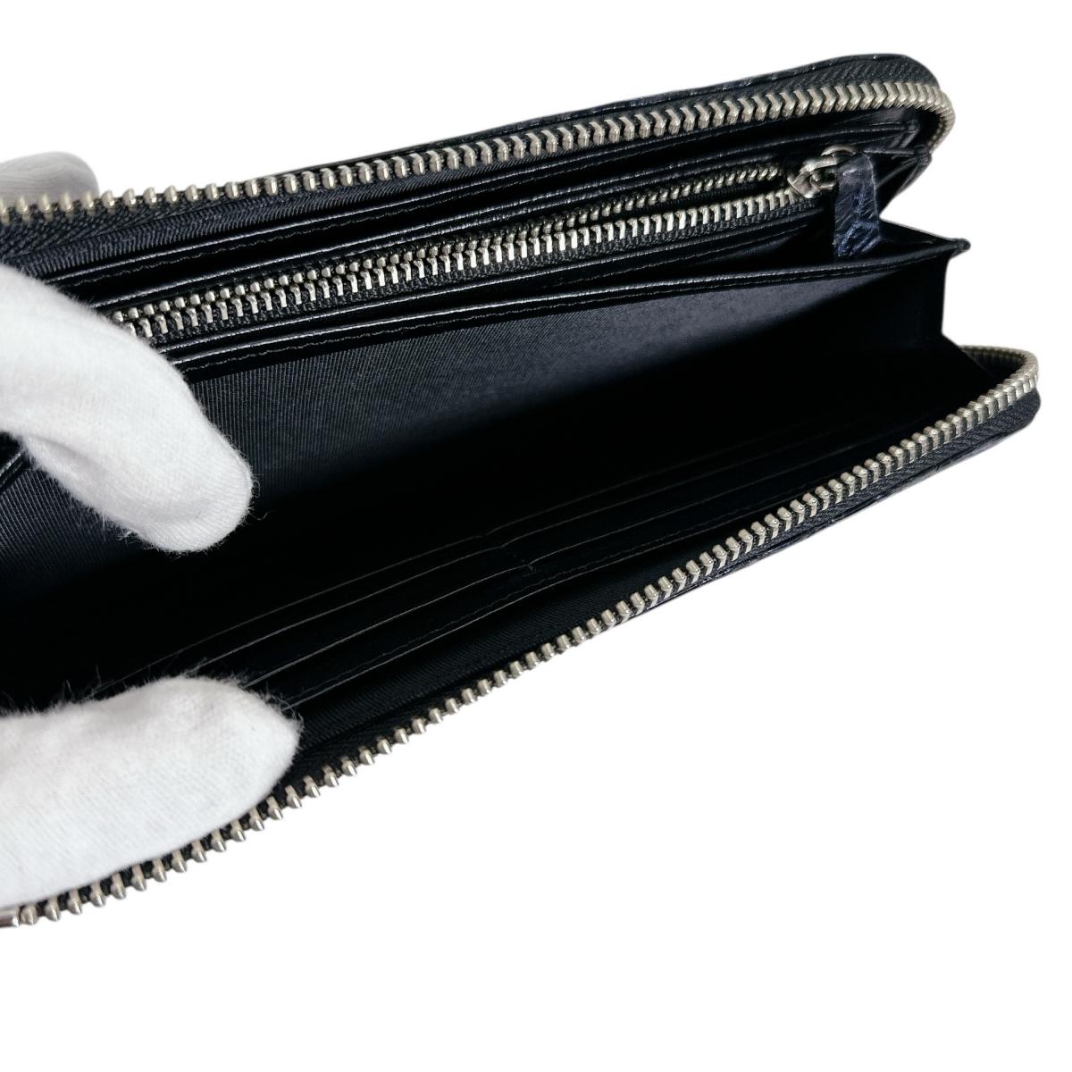 クロコダイル CROCODILE 長財布
 長財布 ラウンドファスナー コト クロコダイル ブラック 【H】
 【中古】