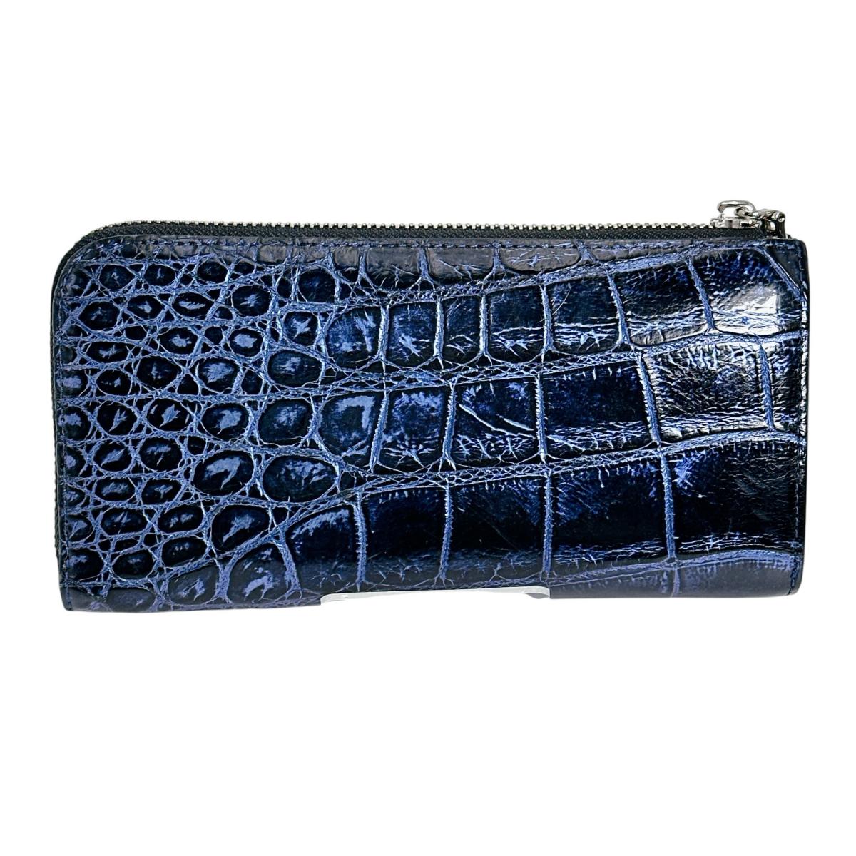 クロコダイル CROCODILE 長財布
 長財布 ラウンドファスナー コト クロコダイル ブラック 【H】
 【中古】