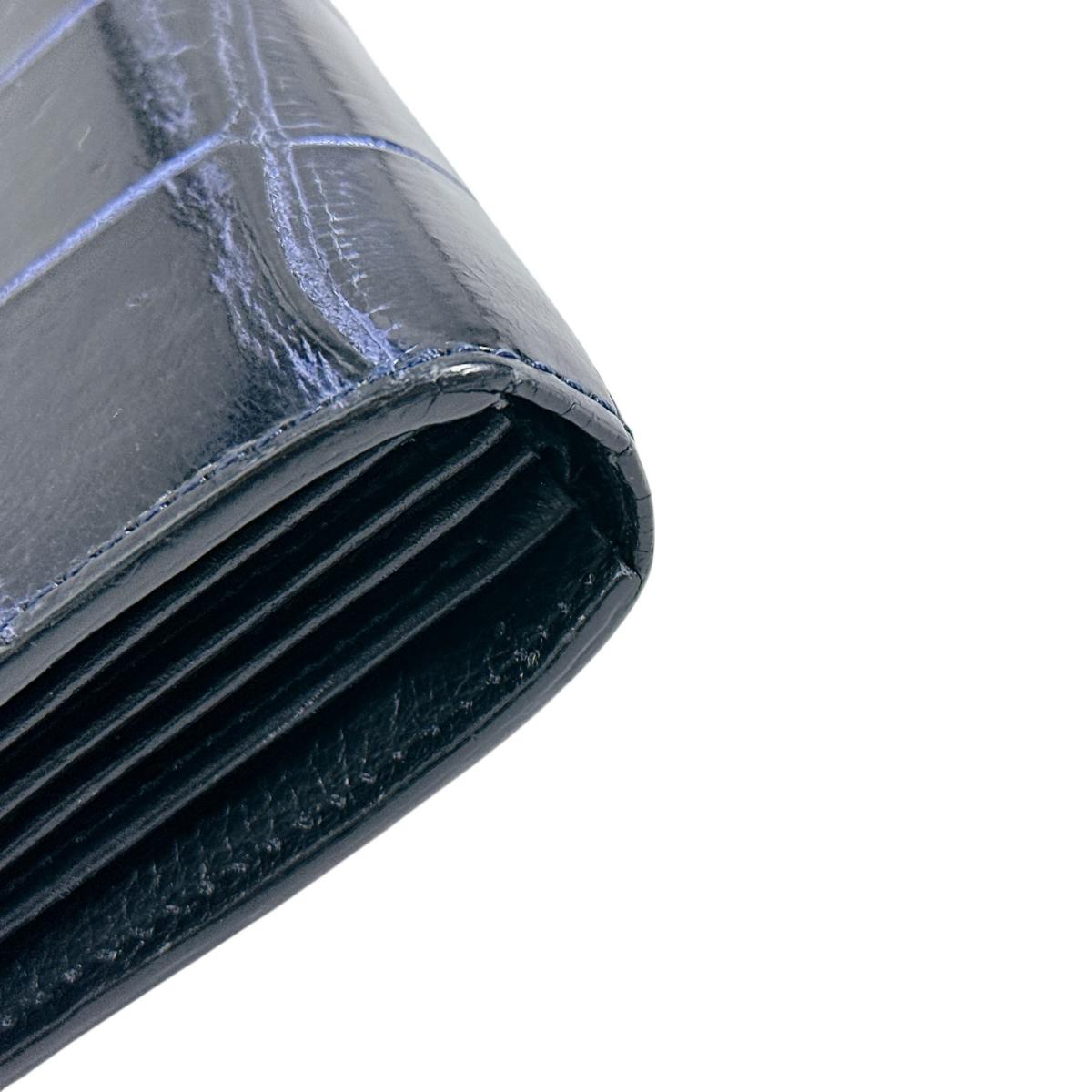 クロコダイル CROCODILE 長財布
 長財布 ラウンドファスナー コト クロコダイル ブラック 【H】
 【中古】