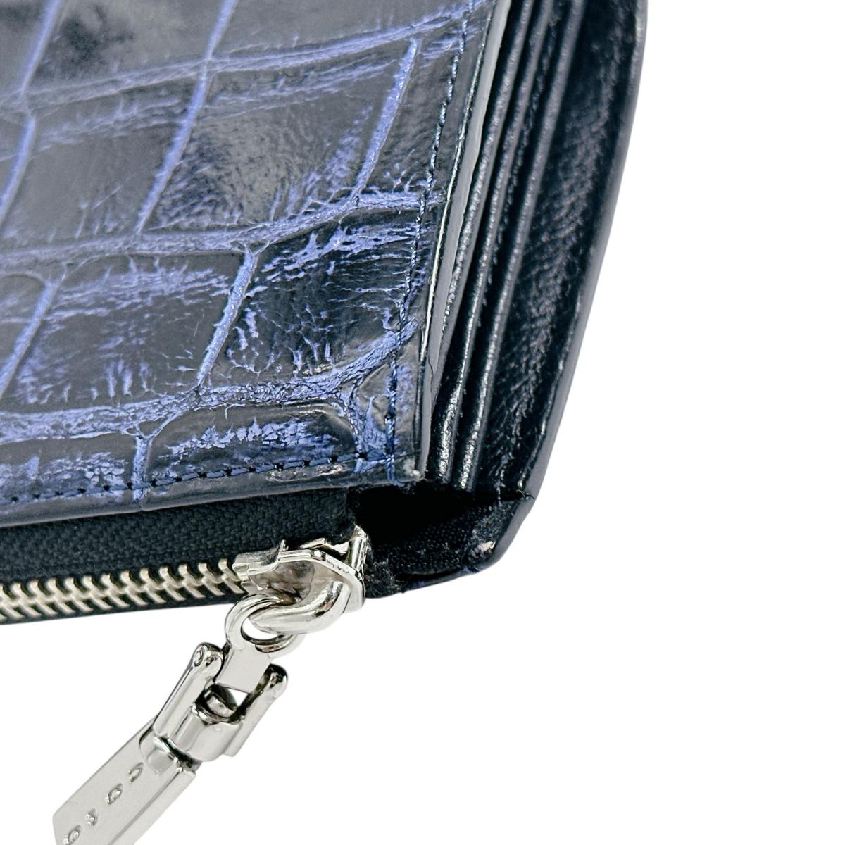 クロコダイル CROCODILE 長財布
 長財布 ラウンドファスナー コト クロコダイル ブラック 【H】
 【中古】