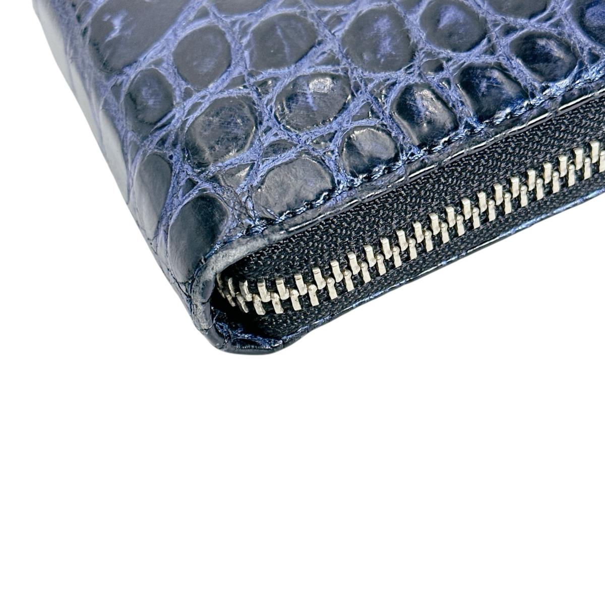 クロコダイル CROCODILE 長財布
 長財布 ラウンドファスナー コト クロコダイル ブラック 【H】
 【中古】