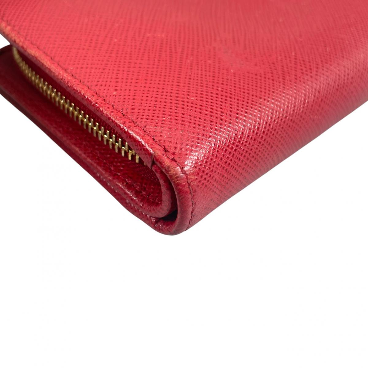 プラダ PRADA 二つ折り財布
 二つ折り財布 ジップアラウンド サフィアーノ レザー 1ML225 レッド 【SS】
 【中古】