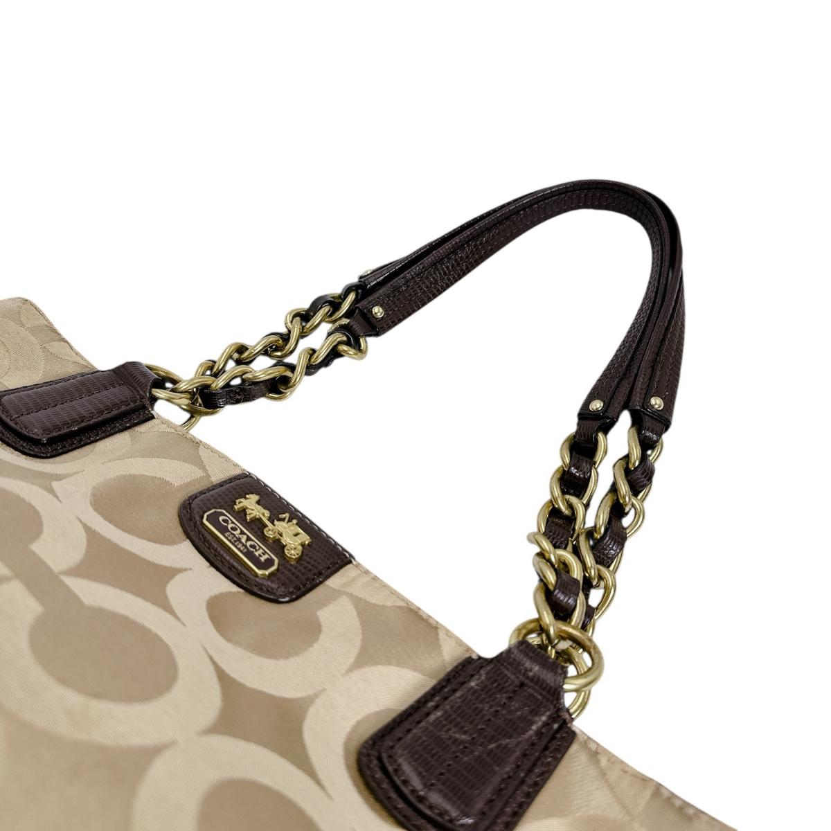 コーチ COACH ハンドバッグ
 トートバッグ シグネチャー ナイロン G1220 ゴールド 【SS】
 【中古】