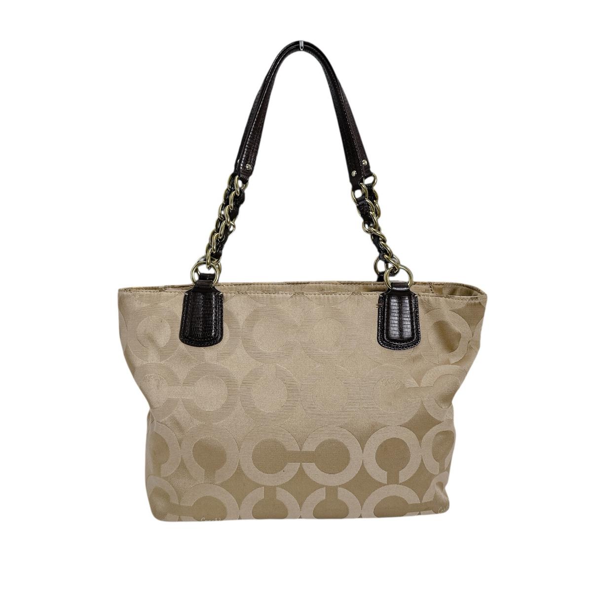コーチ COACH ハンドバッグ
 トートバッグ シグネチャー ナイロン G1220 ゴールド 【SS】
 【中古】