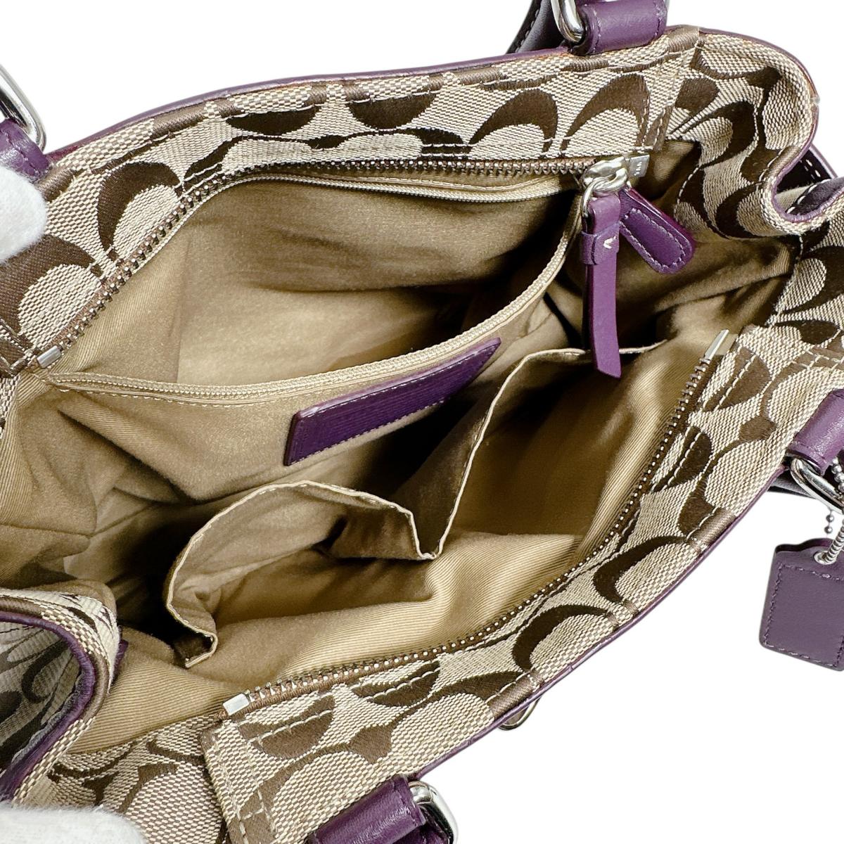 コーチ COACH ハンドバッグ
 ハンドバッグ シグネチャー キャンバス J0993 パープル 【SS】
 【中古】