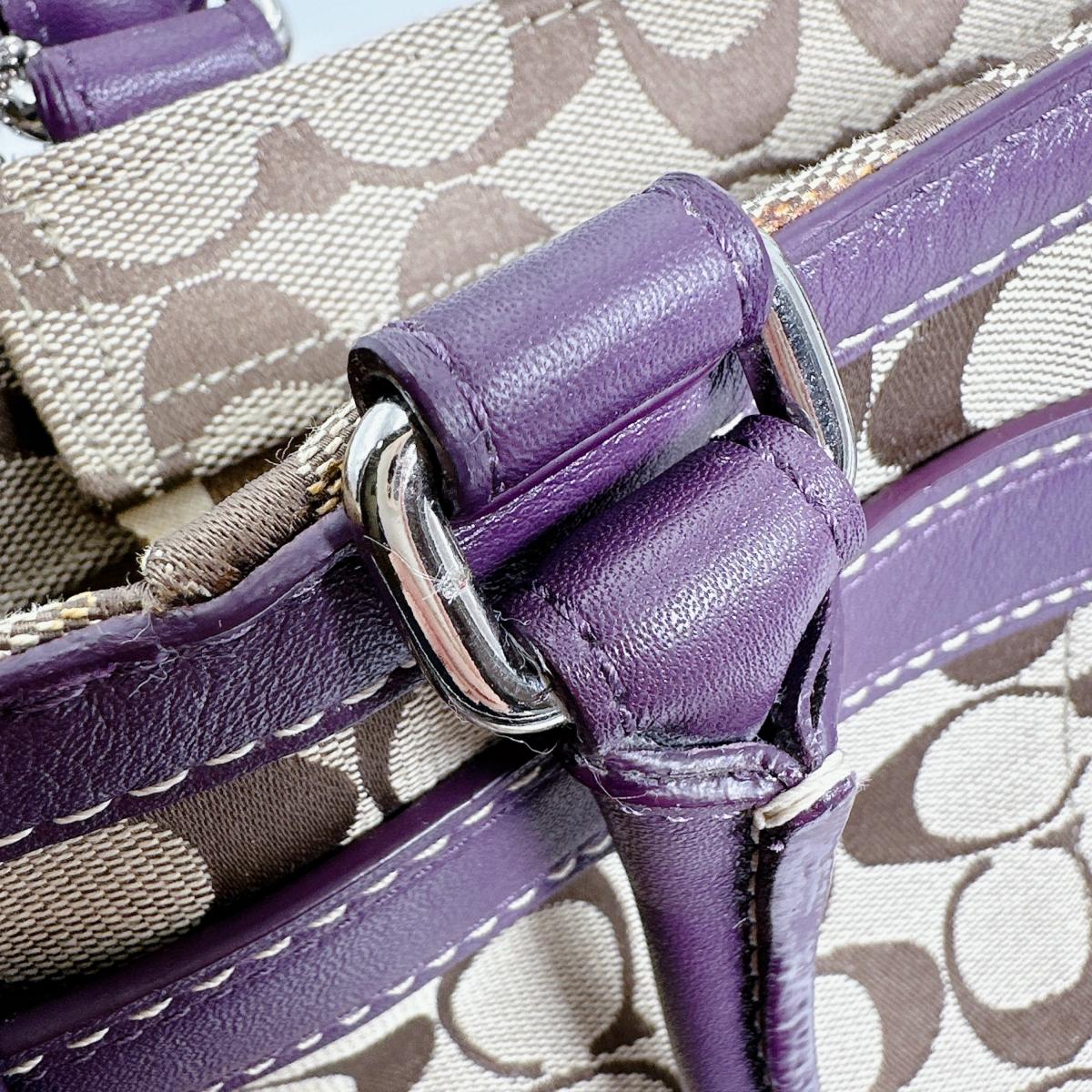 コーチ COACH ハンドバッグ
 ハンドバッグ シグネチャー キャンバス J0993 パープル 【SS】
 【中古】