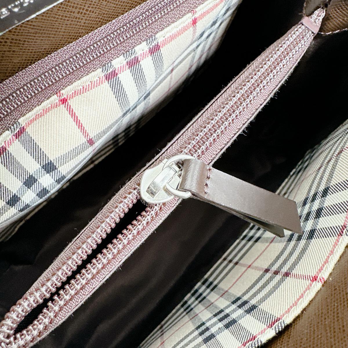 バーバリー BURBERRY ハンドバッグ
 手提げ型 ノバチェック レザー ブラウン 【SS】
 【中古】