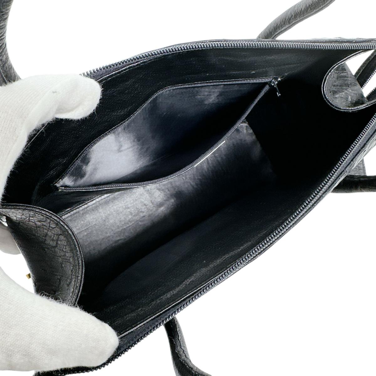 オーストリッチ ostrich ハンドバッグ
 ハンドバッグ オーストリッチ ゴールド金具 オーストリッチ AEHY-17 ブラック 【H】
 【中古】