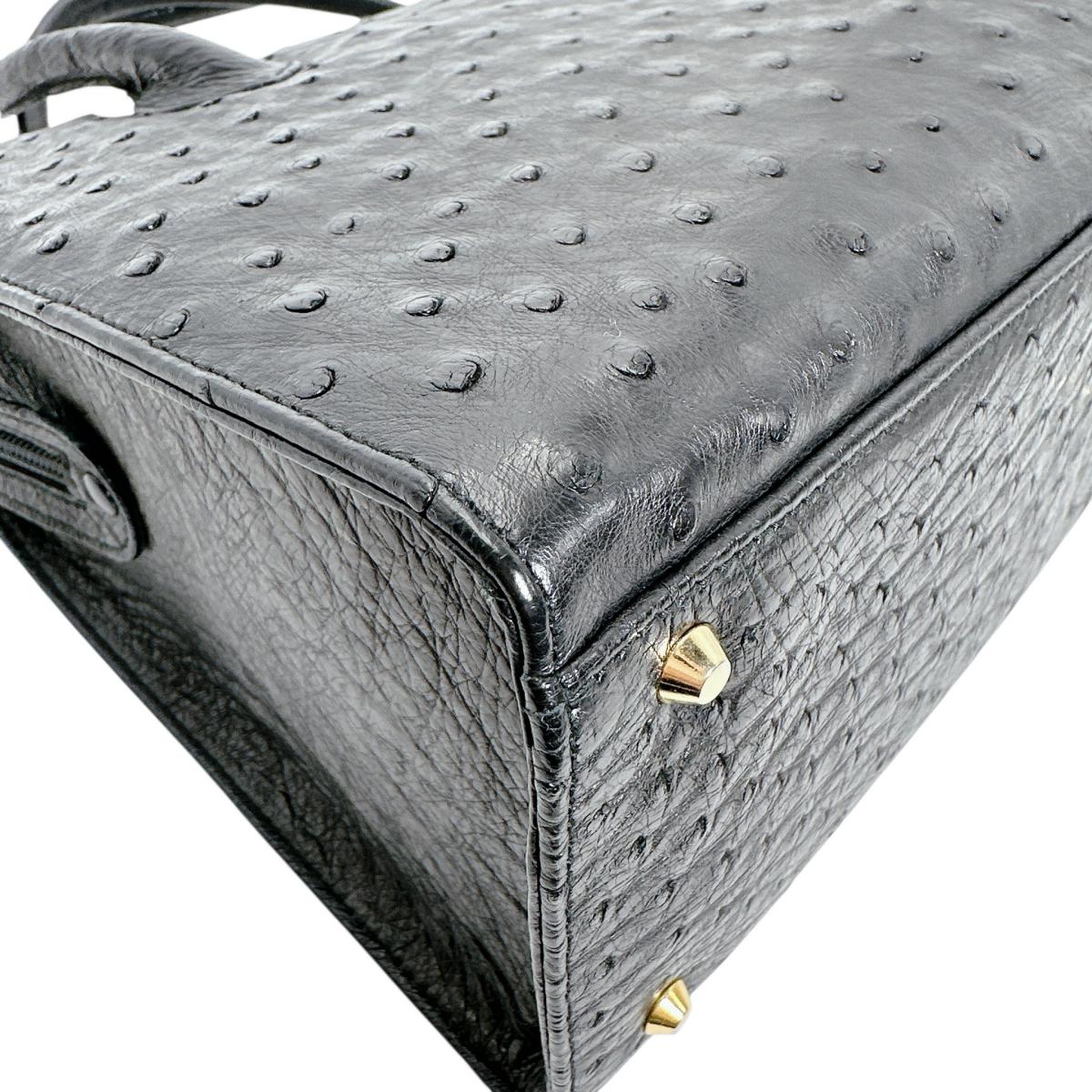 オーストリッチ ostrich ハンドバッグ
 ハンドバッグ オーストリッチ ゴールド金具 オーストリッチ AEHY-17 ブラック 【H】
 【中古】