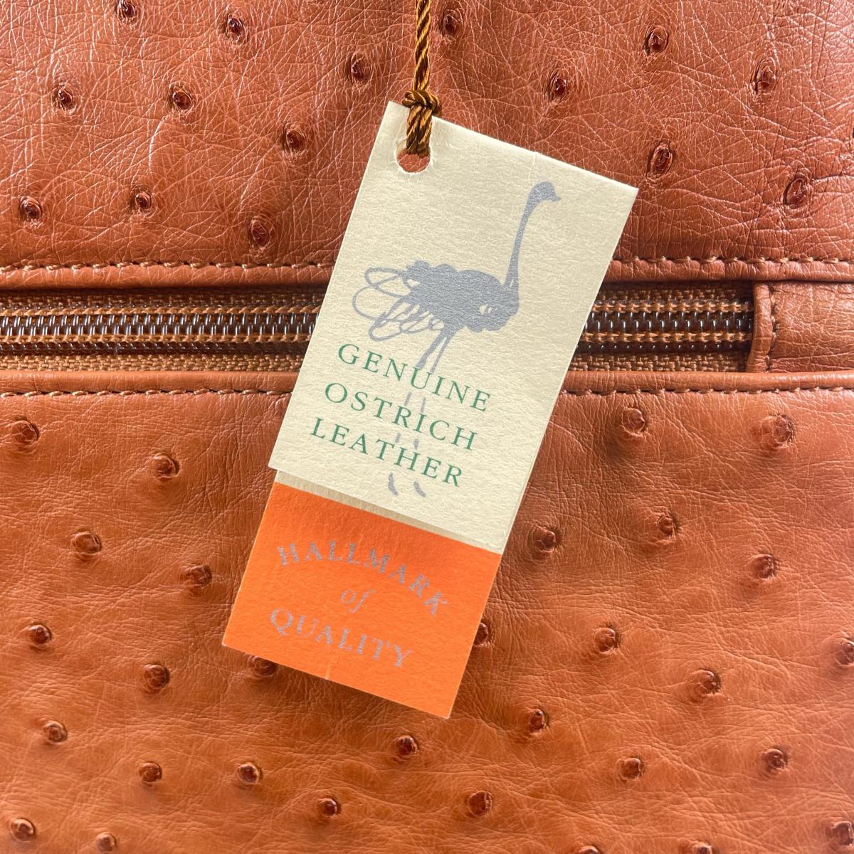 オーストリッチ ostrich ハンドバッグ
 トートバッグ 天然素材 クイルマーク オーストリッチ ブラウン 【SS】
 【中古】