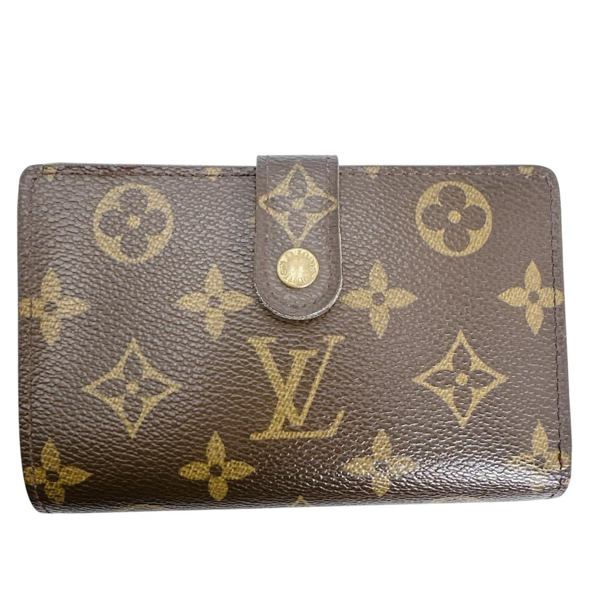 ルイヴィトン LOUIS VUITTON 二つ折り財布
 カード用ポケット付がま口財布 モノグラム ポルト モネ・ビエ ヴィエノア モノグラムキャンバス M61663 ブラウン LV
 【SS】
 【中古】
