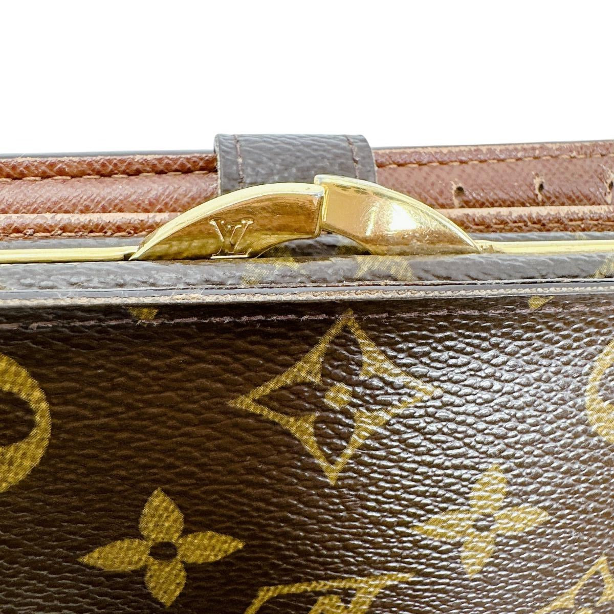 ルイヴィトン LOUIS VUITTON 二つ折り財布
 カード用ポケット付がま口財布 モノグラム ポルト モネ・ビエ ヴィエノア モノグラムキャンバス M61663 ブラウン LV
 【SS】
 【中古】