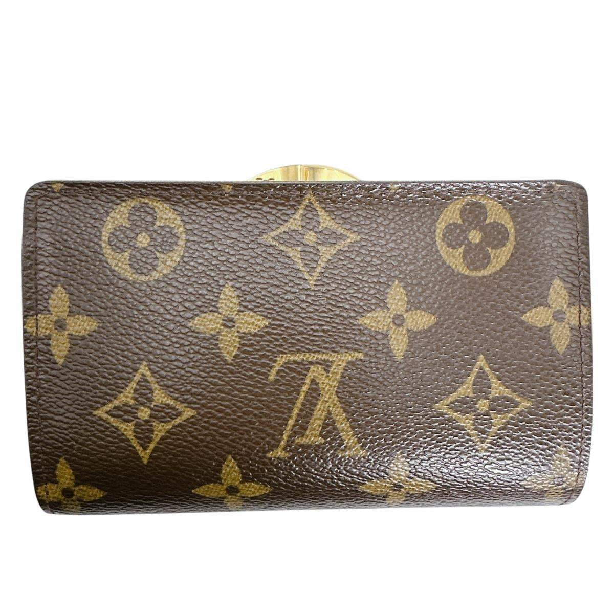 ルイヴィトン LOUIS VUITTON 二つ折り財布
 カード用ポケット付がま口財布 モノグラム ポルト モネ・ビエ ヴィエノア モノグラムキャンバス M61663 ブラウン LV
 【SS】
 【中古】