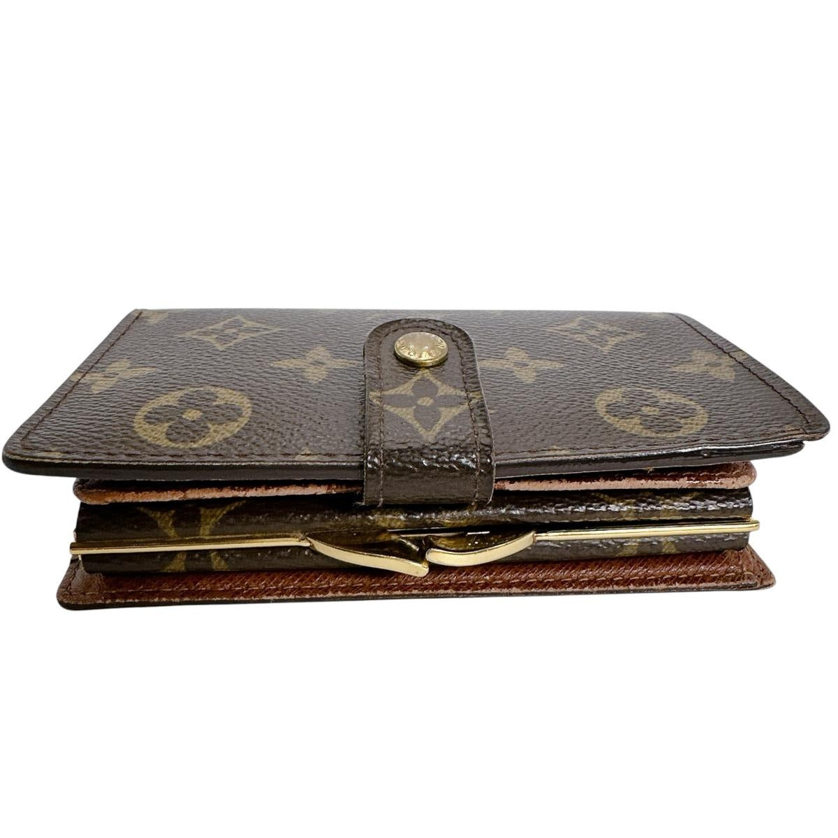 ルイヴィトン LOUIS VUITTON 二つ折り財布
 カード用ポケット付がま口財布 モノグラム ポルト モネ・ビエ ヴィエノア モノグラムキャンバス M61663 ブラウン LV
 【SS】
 【中古】