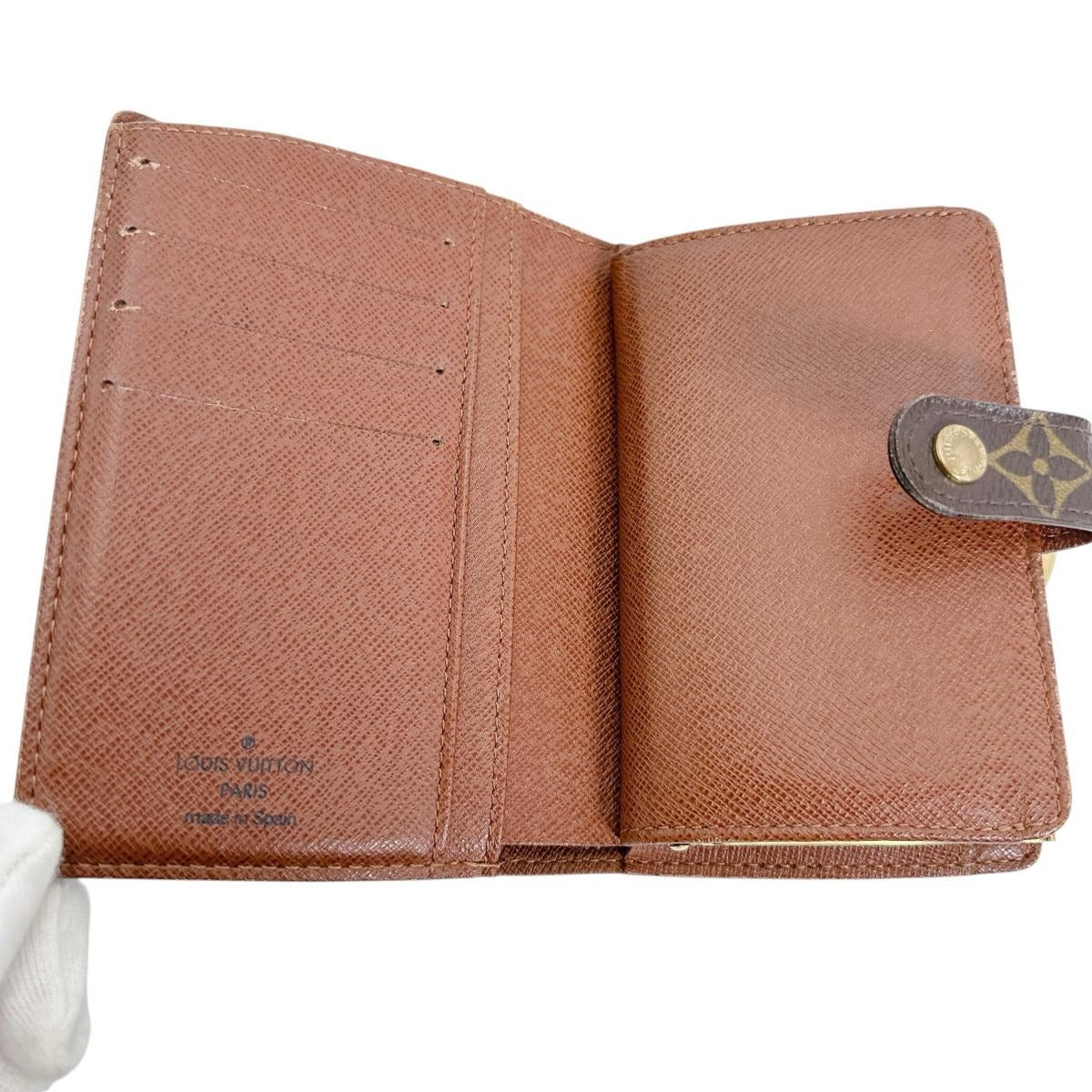 ルイヴィトン LOUIS VUITTON 二つ折り財布
 カード用ポケット付がま口財布 モノグラム ポルト モネ・ビエ ヴィエノア モノグラムキャンバス M61663 ブラウン LV
 【SS】
 【中古】