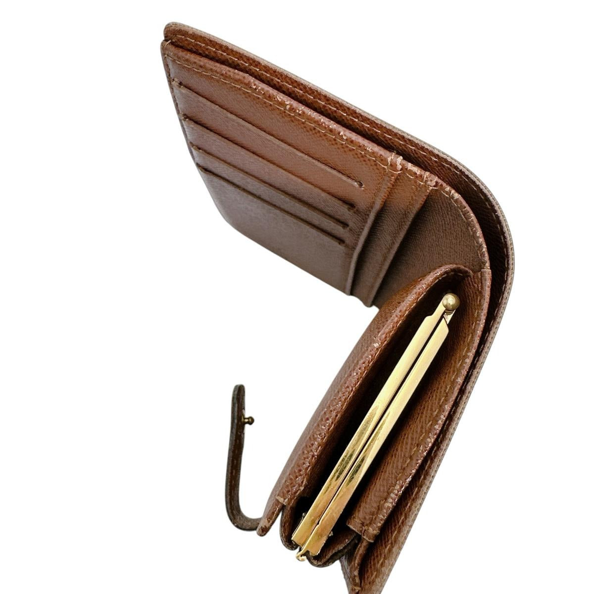 ルイヴィトン LOUIS VUITTON 二つ折り財布
 カード用ポケット付がま口財布 モノグラム ポルト モネ・ビエ ヴィエノア モノグラムキャンバス M61663 ブラウン LV
 【SS】
 【中古】