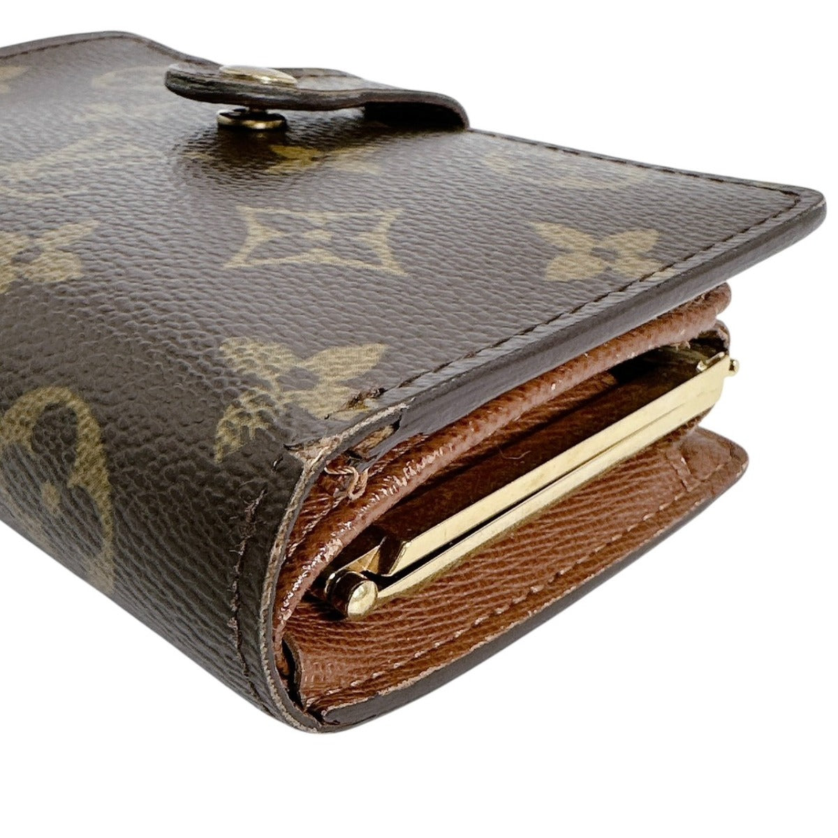 ルイヴィトン LOUIS VUITTON 二つ折り財布
 カード用ポケット付がま口財布 モノグラム ポルト モネ・ビエ ヴィエノア モノグラムキャンバス M61663 ブラウン LV
 【SS】
 【中古】