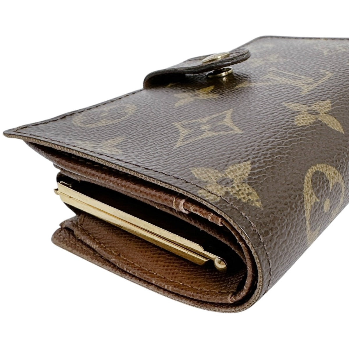 ルイヴィトン LOUIS VUITTON 二つ折り財布
 カード用ポケット付がま口財布 モノグラム ポルト モネ・ビエ ヴィエノア モノグラムキャンバス M61663 ブラウン LV
 【SS】
 【中古】