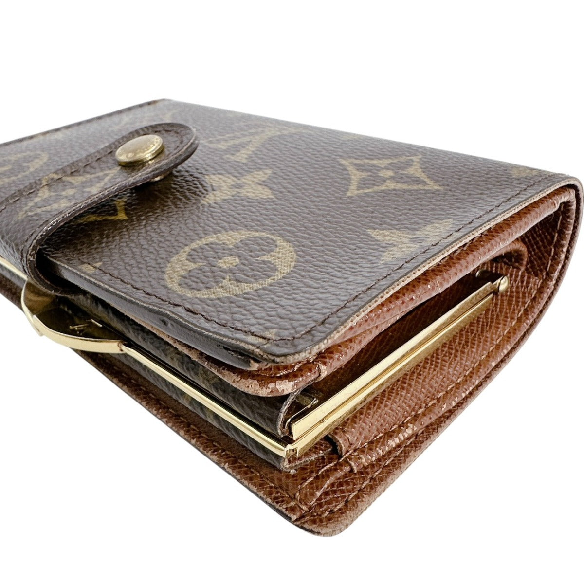 ルイヴィトン LOUIS VUITTON 二つ折り財布
 カード用ポケット付がま口財布 モノグラム ポルト モネ・ビエ ヴィエノア モノグラムキャンバス M61663 ブラウン LV
 【SS】
 【中古】