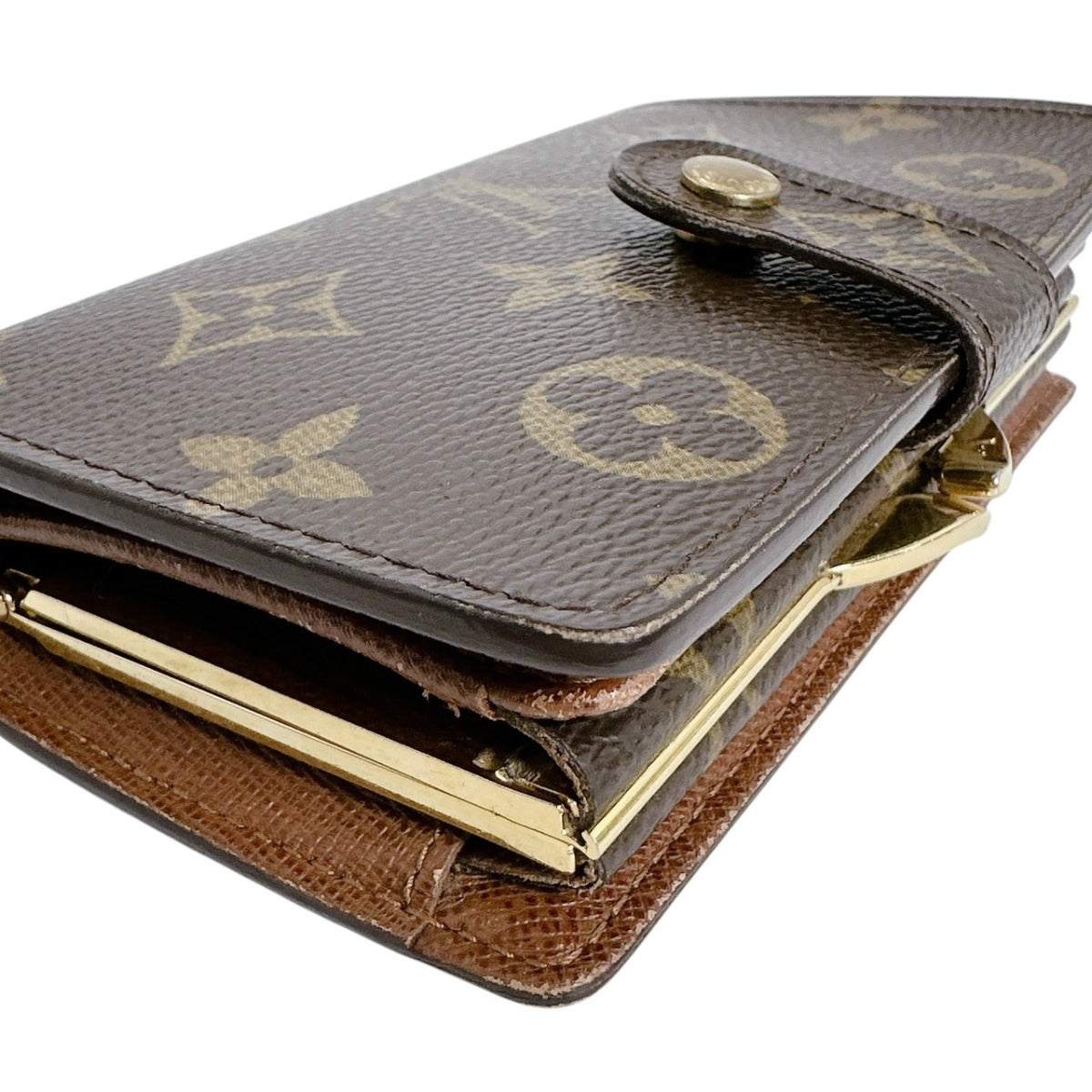 ルイヴィトン LOUIS VUITTON 二つ折り財布
 カード用ポケット付がま口財布 モノグラム ポルト モネ・ビエ ヴィエノア モノグラムキャンバス M61663 ブラウン LV
 【SS】
 【中古】
