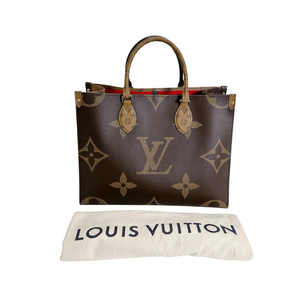 ルイヴィトン LOUIS VUITTON トートバッグ
 ハンドバッグ モノグラム・ジャイアントリバース オンザゴーMM モノグラムキャンバス M45321 ブラウン LV
 【SS】
 【中古】
