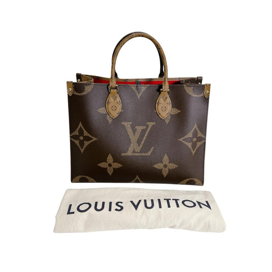 ルイヴィトン LOUIS VUITTON トートバッグ
 ハンドバッグ モノグラム・ジャイアントリバース オンザゴーMM モノグラムキャンバス M45321 ブラウン LV
 【SS】
 【中古】