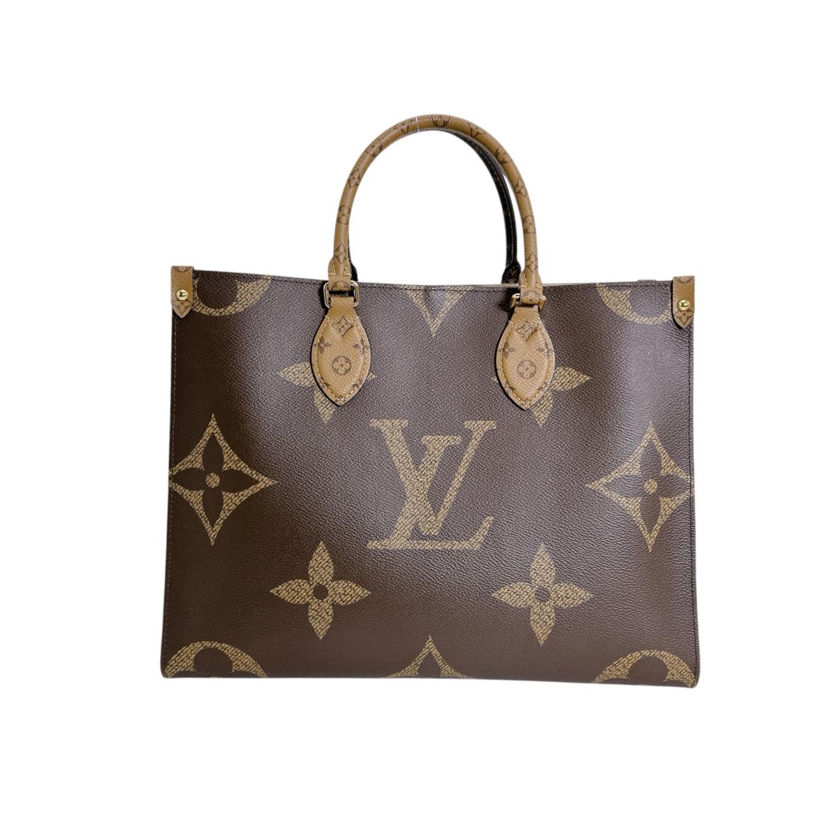 ルイヴィトン LOUIS VUITTON トートバッグ
 ハンドバッグ モノグラム・ジャイアントリバース オンザゴーMM モノグラムキャンバス M45321 ブラウン LV
 【SS】
 【中古】
