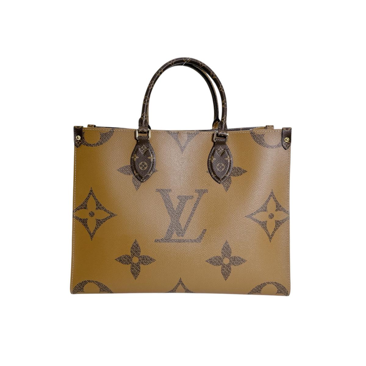 ルイヴィトン LOUIS VUITTON トートバッグ
 ハンドバッグ モノグラム・ジャイアントリバース オンザゴーMM モノグラムキャンバス M45321 ブラウン LV
 【SS】
 【中古】