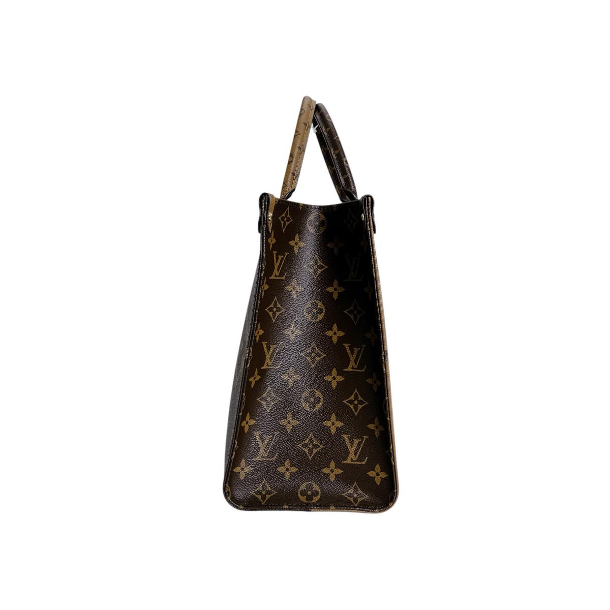 ルイヴィトン LOUIS VUITTON トートバッグ
 ハンドバッグ モノグラム・ジャイアントリバース オンザゴーMM モノグラムキャンバス M45321 ブラウン LV
 【SS】
 【中古】