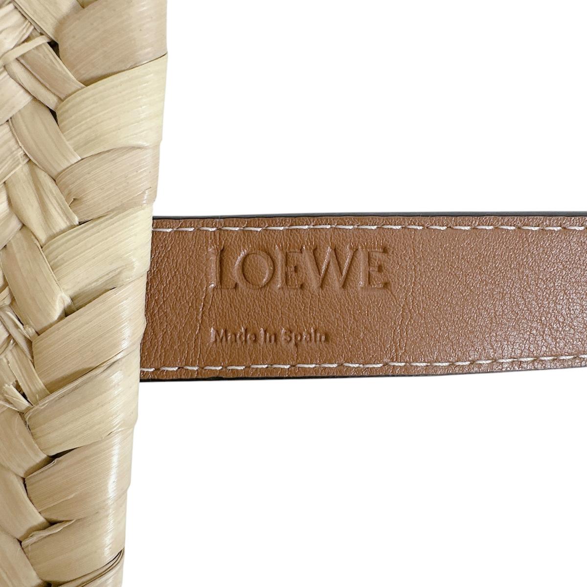 ロエベ LOEWE トートバッグ
 バスケット ラフィア アナグラムロゴ レザー A223S92XAX ベージュ 【SS】
 【中古】