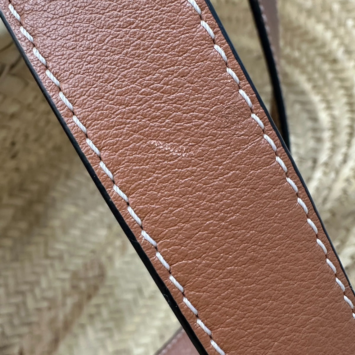 ロエベ LOEWE トートバッグ
 バスケット ラフィア アナグラムロゴ レザー A223S92XAX ベージュ 【SS】
 【中古】