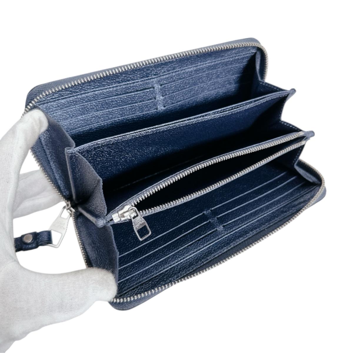 ルイヴィトン LOUIS VUITTON 長財布
 ラウンドファスナー モノグラム ジッピーウォレット モノグラムアンプラント M80958 ネイビーブルー LV
 【SS】
 【中古】