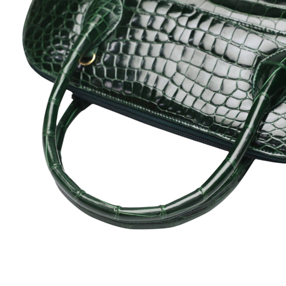 クロコダイル CROCODILE ハンドバッグ
 2Wayバッグ ゴールド金具 斜め掛け クロコダイル グリーン 【H】
 【中古】