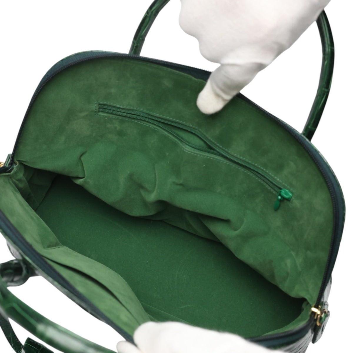 クロコダイル CROCODILE ハンドバッグ
 2Wayバッグ ゴールド金具 斜め掛け クロコダイル グリーン 【H】
 【中古】