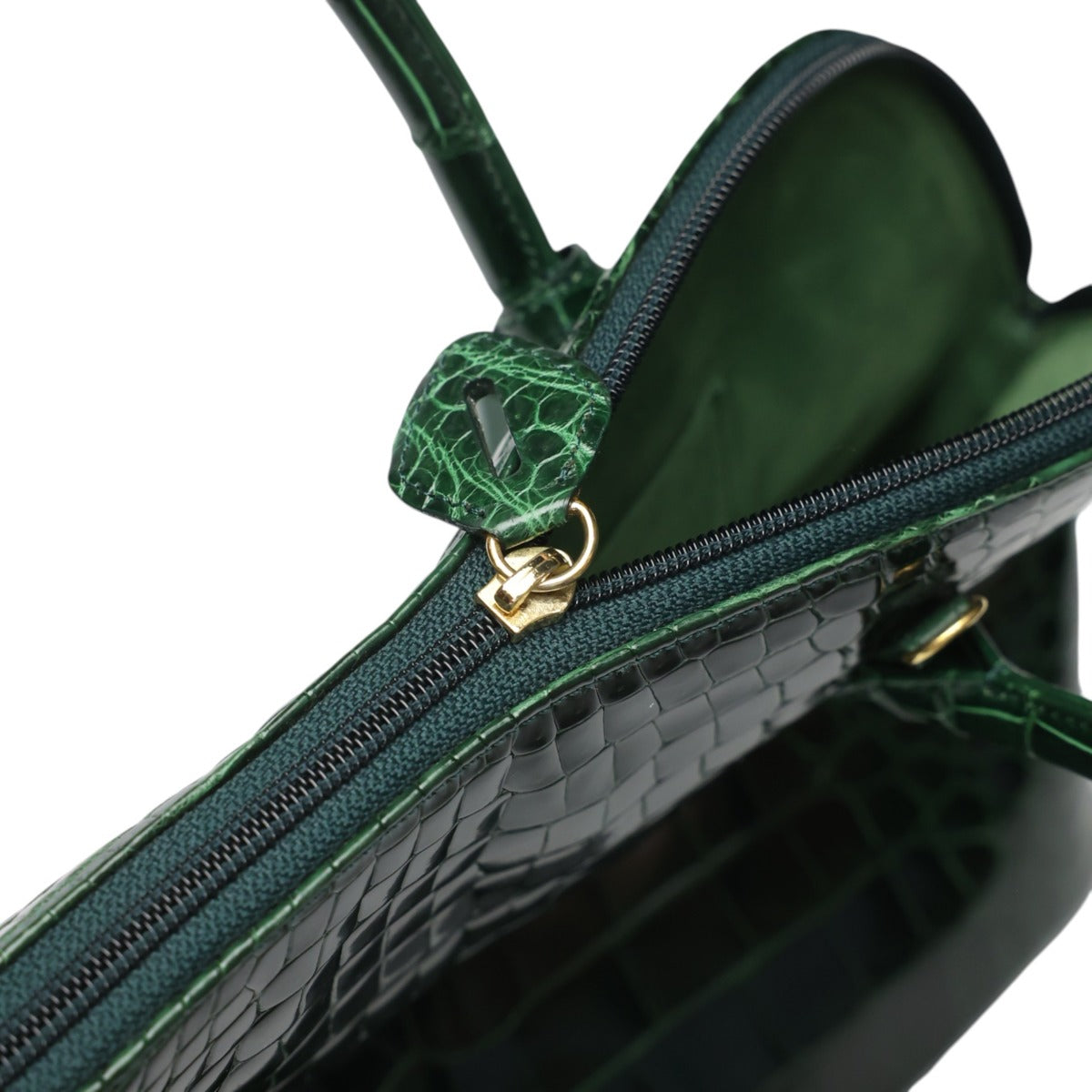 クロコダイル CROCODILE ハンドバッグ
 2Wayバッグ ゴールド金具 斜め掛け クロコダイル グリーン 【H】
 【中古】