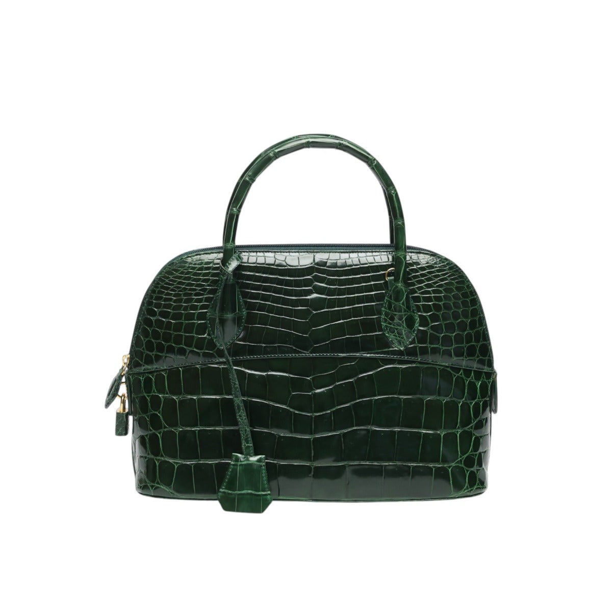 クロコダイル CROCODILE ハンドバッグ
 2Wayバッグ ゴールド金具 斜め掛け クロコダイル グリーン 【H】
 【中古】