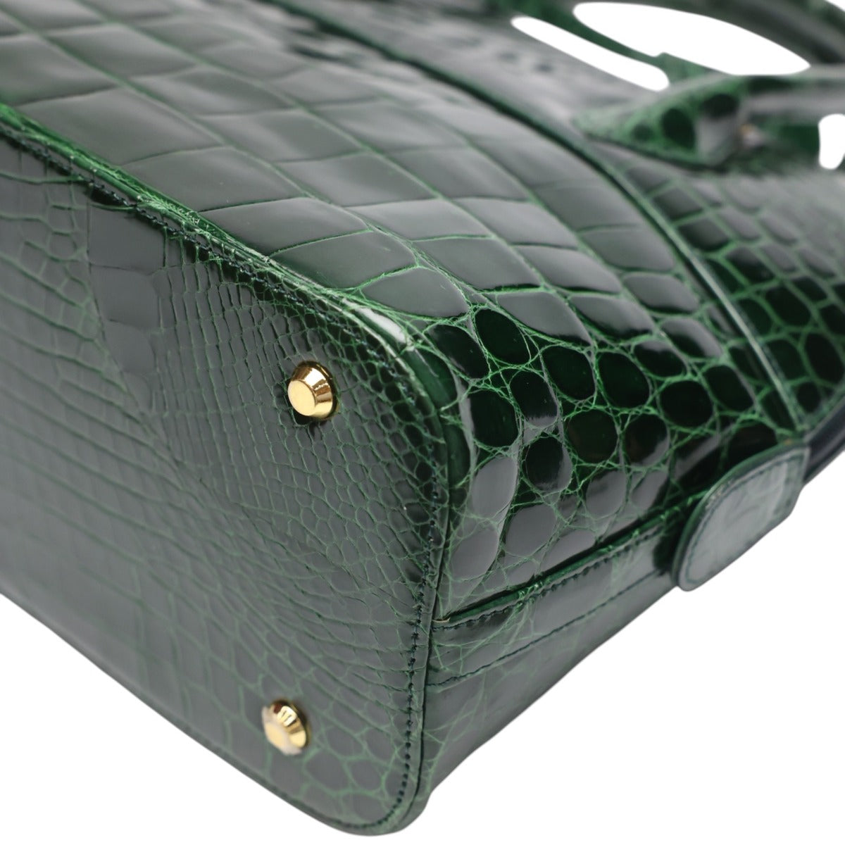 クロコダイル CROCODILE ハンドバッグ
 2Wayバッグ ゴールド金具 斜め掛け クロコダイル グリーン 【H】
 【中古】
