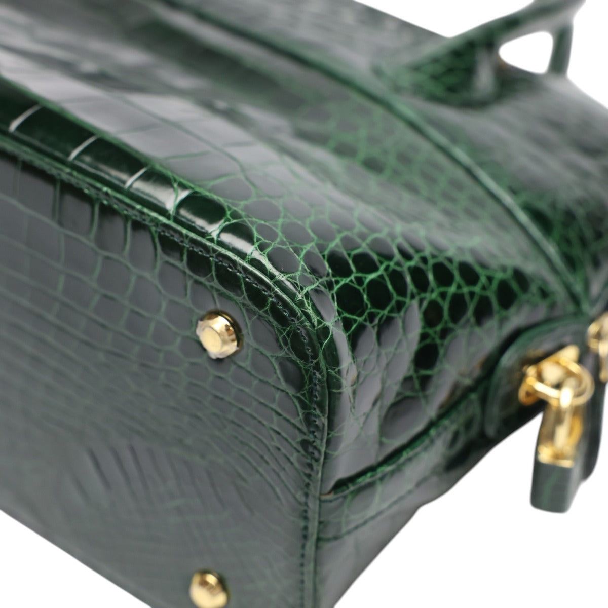 クロコダイル CROCODILE ハンドバッグ
 2Wayバッグ ゴールド金具 斜め掛け クロコダイル グリーン 【H】
 【中古】