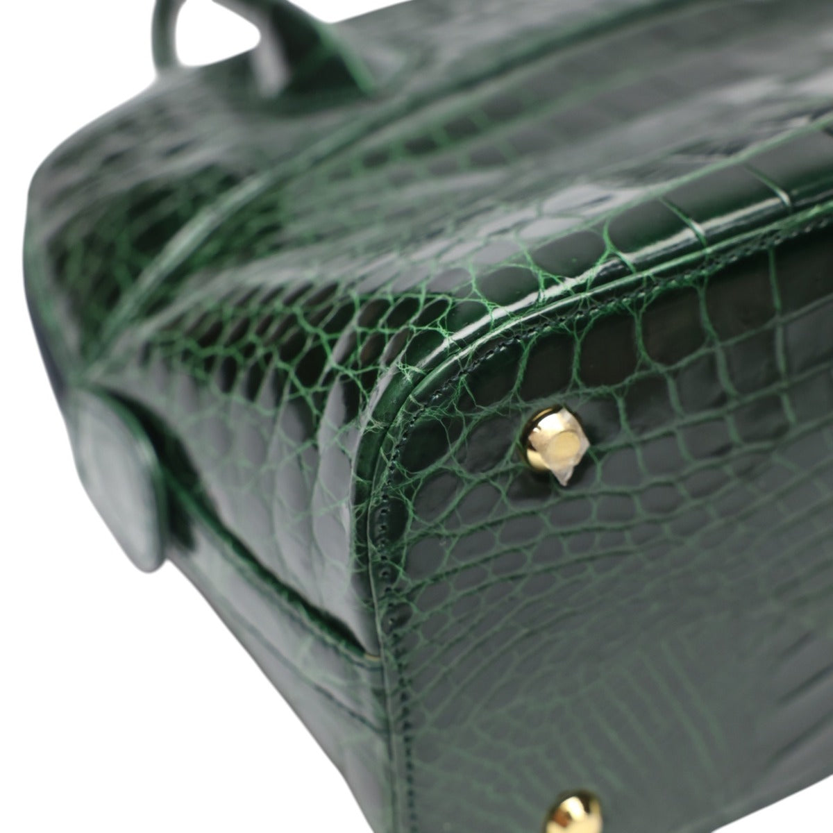 クロコダイル CROCODILE ハンドバッグ
 2Wayバッグ ゴールド金具 斜め掛け クロコダイル グリーン 【H】
 【中古】