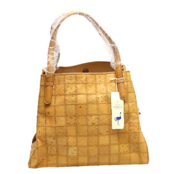 Ostrich handbag
 Patchwork CHESTNUT Chestnut Ostrich LB4058 Camel [SS] 