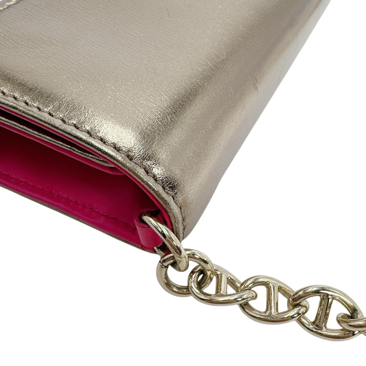 ケイトスペード Kate Spade 長財布
 チェーンウォレット 3つ折り長財布 ミニバッグ ゴールド×ピンク 【SS】
 【中古】