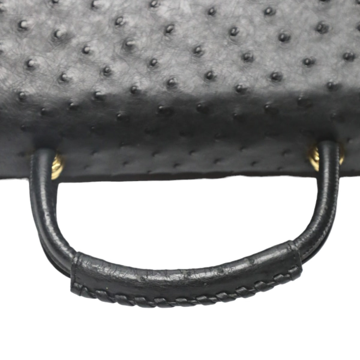 オーストリッチ ostrich ハンドバッグ
 フルポイント ゴールド金具 オーストリッチ ブラック 【H】
 【中古】