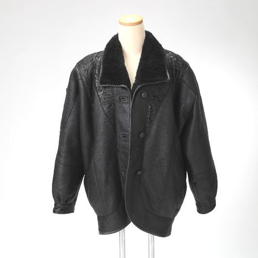Other outerwear
 Half coat size 11, lamb leather, black [H]
 【second hand】 